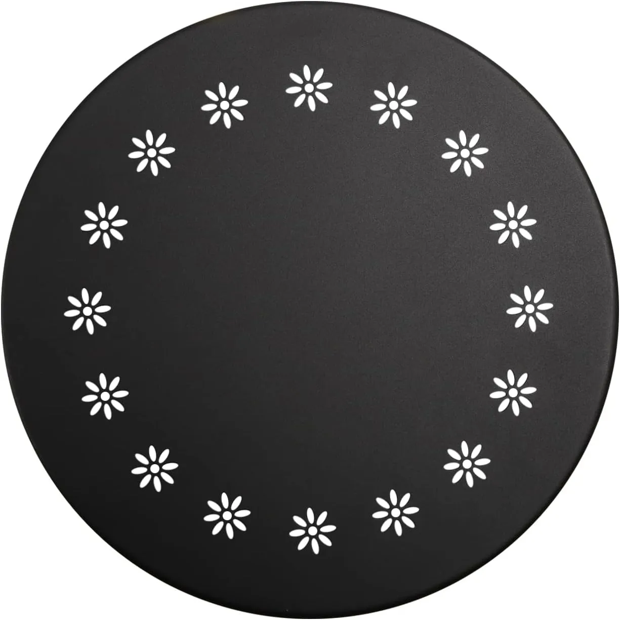 danpinera Outdoor Side Tables with Flower Cut Outs, Weather Resistant Steel Patio Side Table, Small Round Outdoor End Table Metal Side Table for Patio Yard Balcony Garden Black