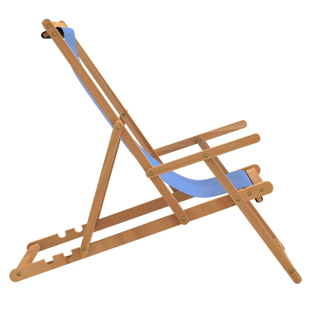 Deck Chair Teak 22.1"x41.3"x37.8" Blue