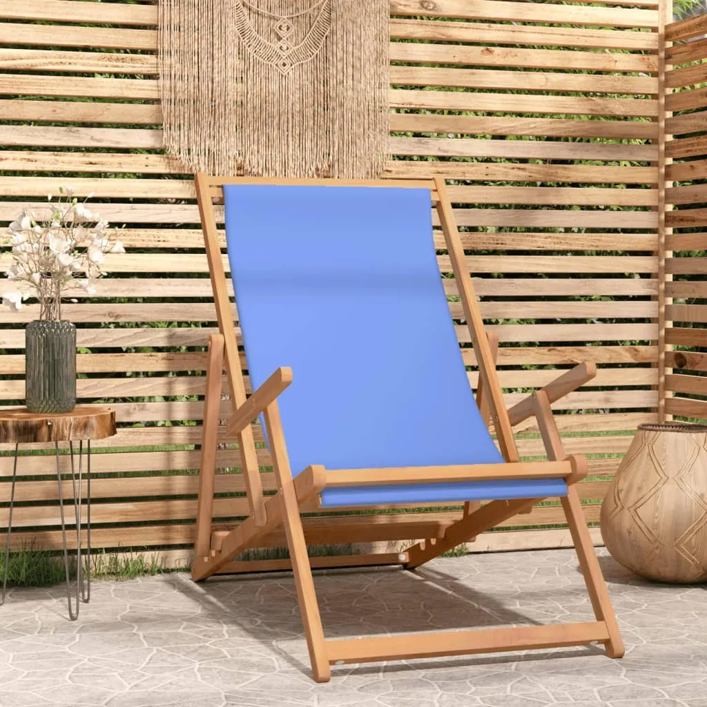 Deck Chair Teak 22.1"x41.3"x37.8" Blue