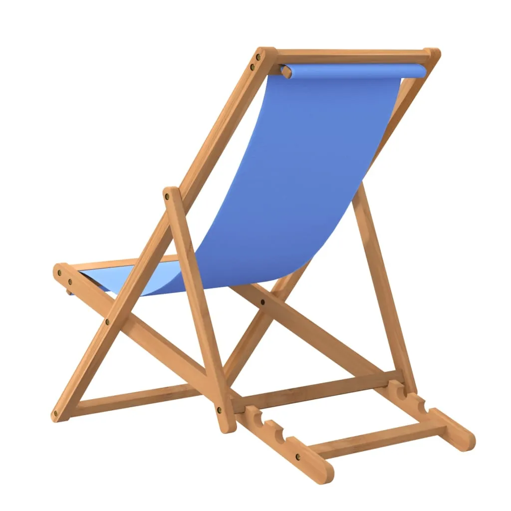 Deck Chair Teak 22.1"x41.3"x37.8" Blue