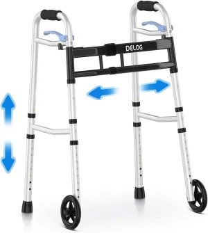 Delog Narrow Walkers for Seniors, Small Walkers for Seniors Tight Spaces Support Up to 350lbs, Standard Walkers for Seniors, Adults, FSA/HSA Eligible (Black)