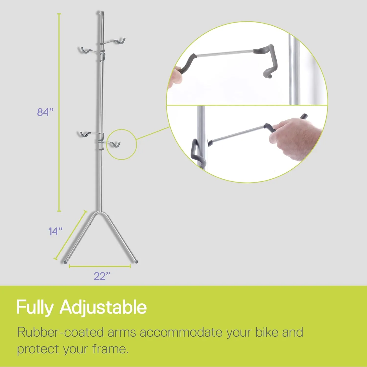 Delta Cycle Two Bike Gravity Pole Stand Garage, 2 Bike Storage Rack, No Drilling Required, Fully Adjustable Vertical Bike Rack for Any Style Bicycle, Leaning Wall Bike Rack Holds Up to 60 lbs