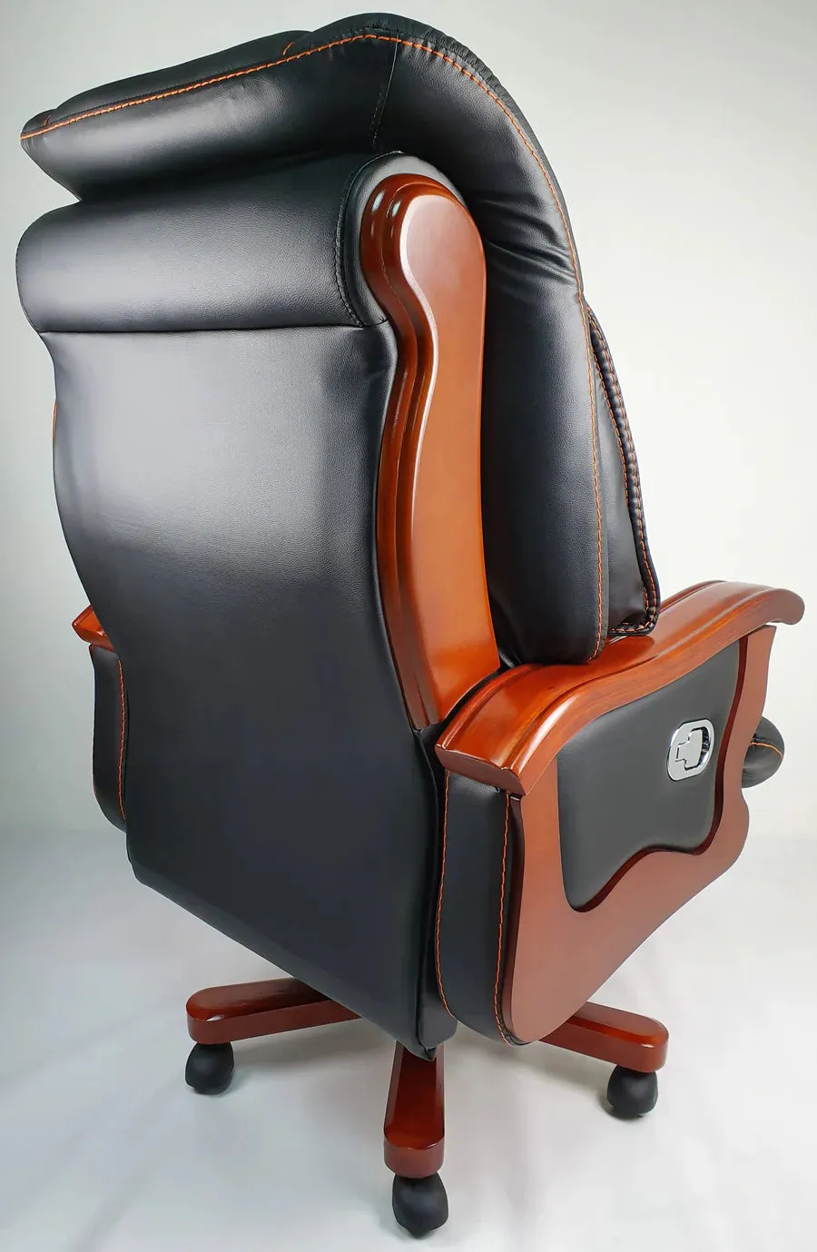Director Chair Luxury Large High-Back Leatherette Office Chair with Recliner & Adjustable Height and Wooden Base Premium Quality