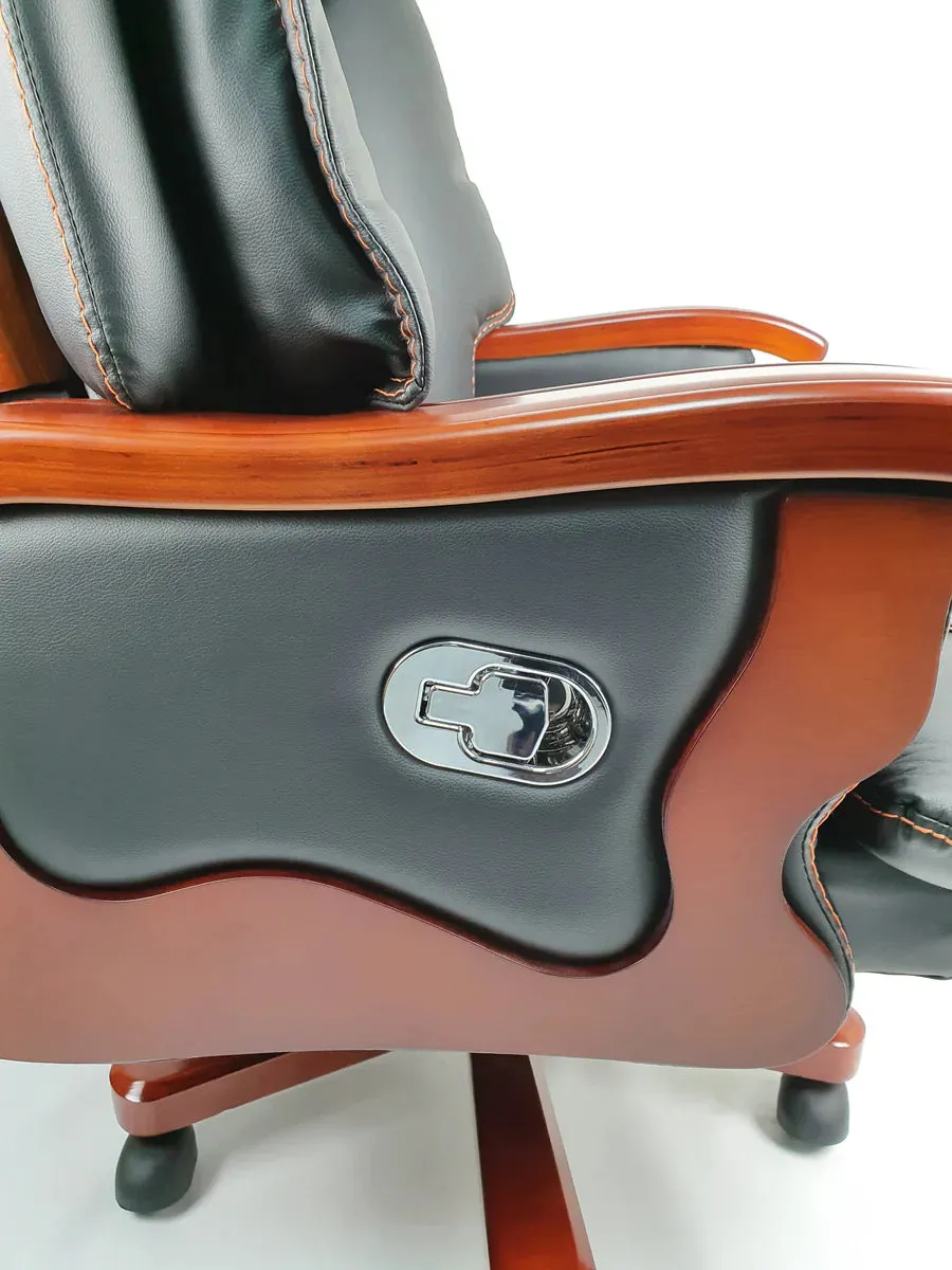 Director Chair Luxury Large High-Back Leatherette Office Chair with Recliner & Adjustable Height and Wooden Base Premium Quality