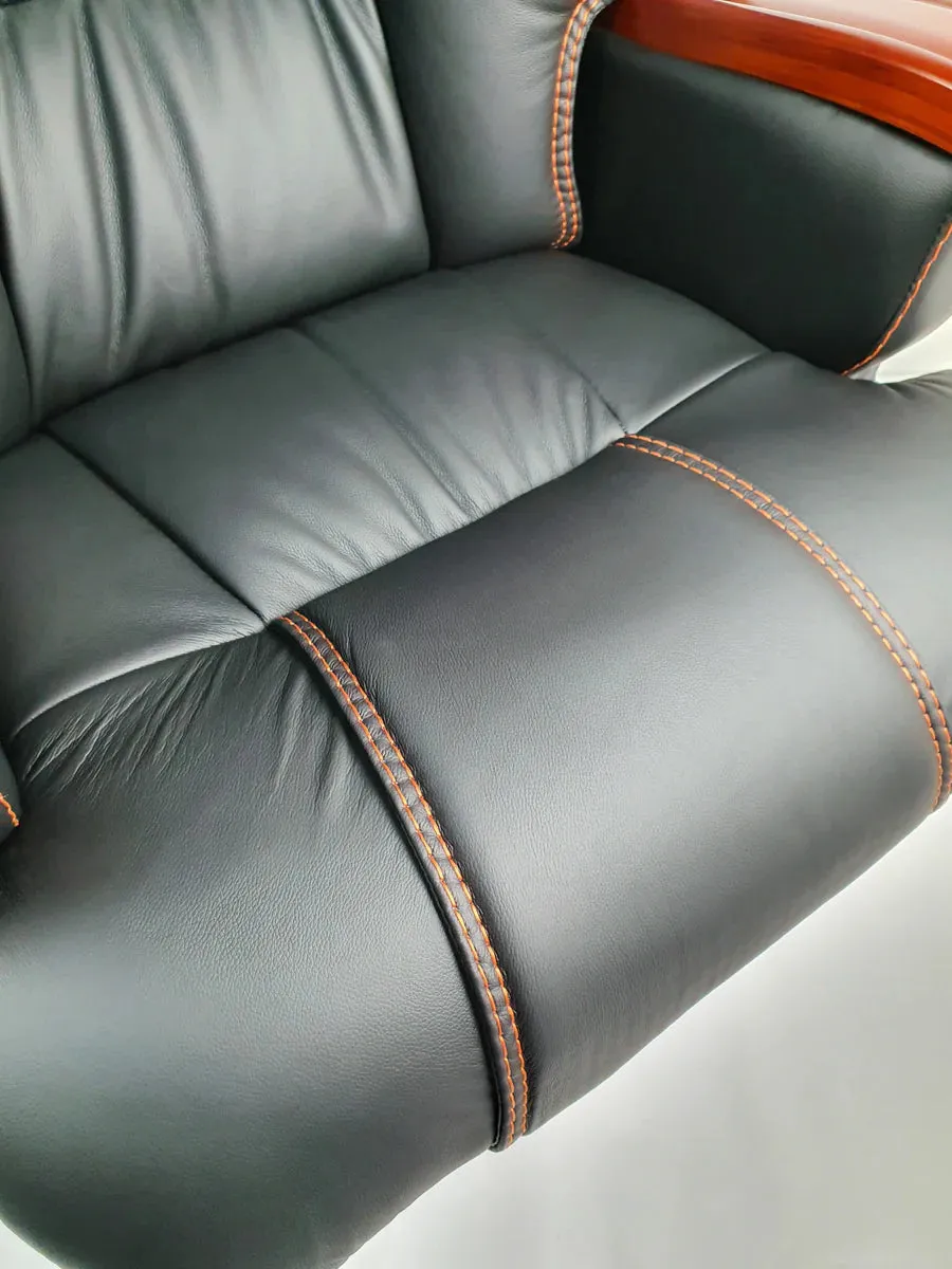 Director Chair Luxury Large High-Back Leatherette Office Chair with Recliner & Adjustable Height and Wooden Base Premium Quality
