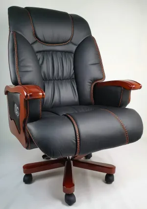 Director Chair Luxury Large High-Back Leatherette Office Chair with Recliner & Adjustable Height and Wooden Base Premium Quality