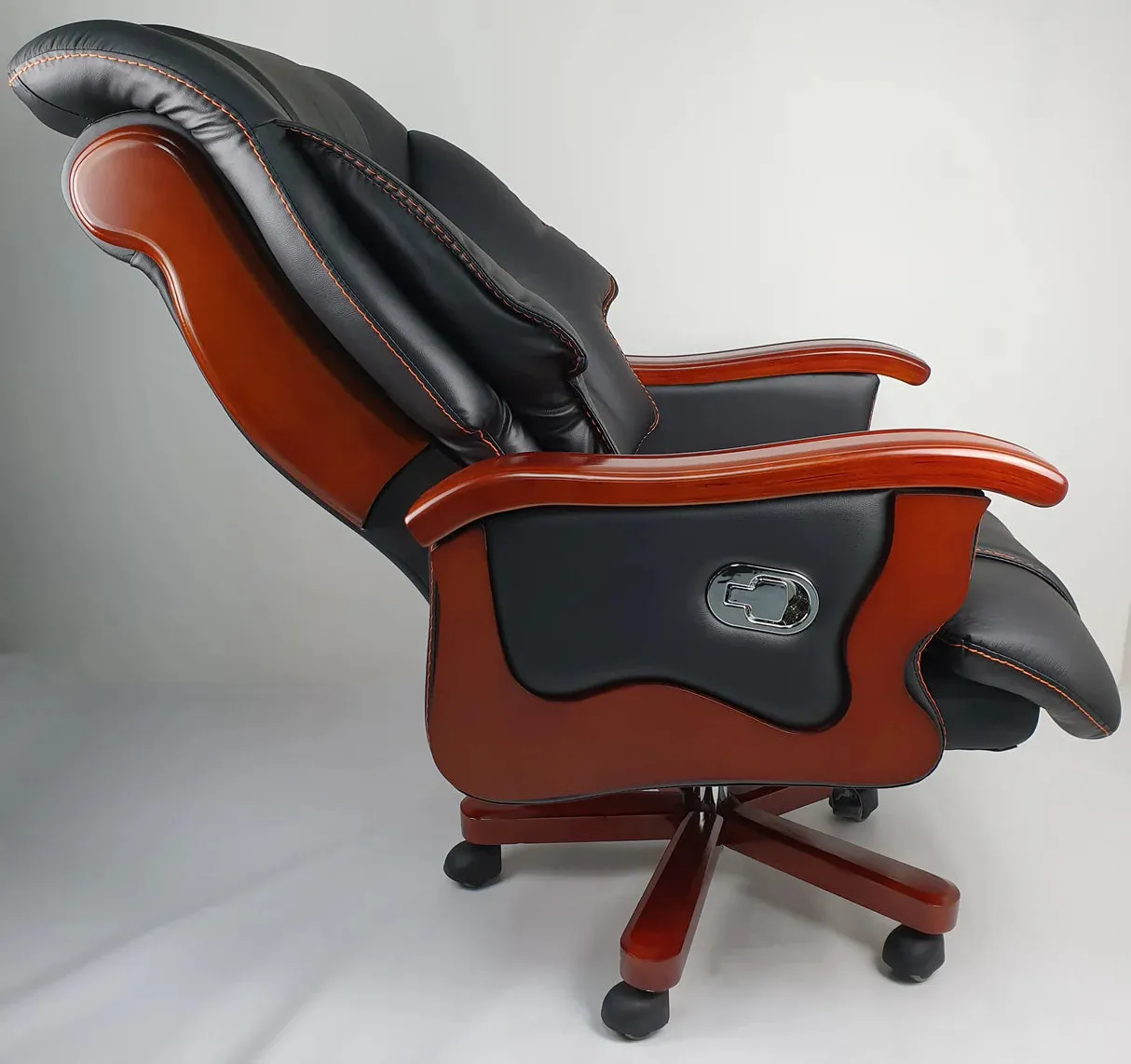 Director Chair Luxury Large High-Back Leatherette Office Chair with Recliner & Adjustable Height and Wooden Base Premium Quality
