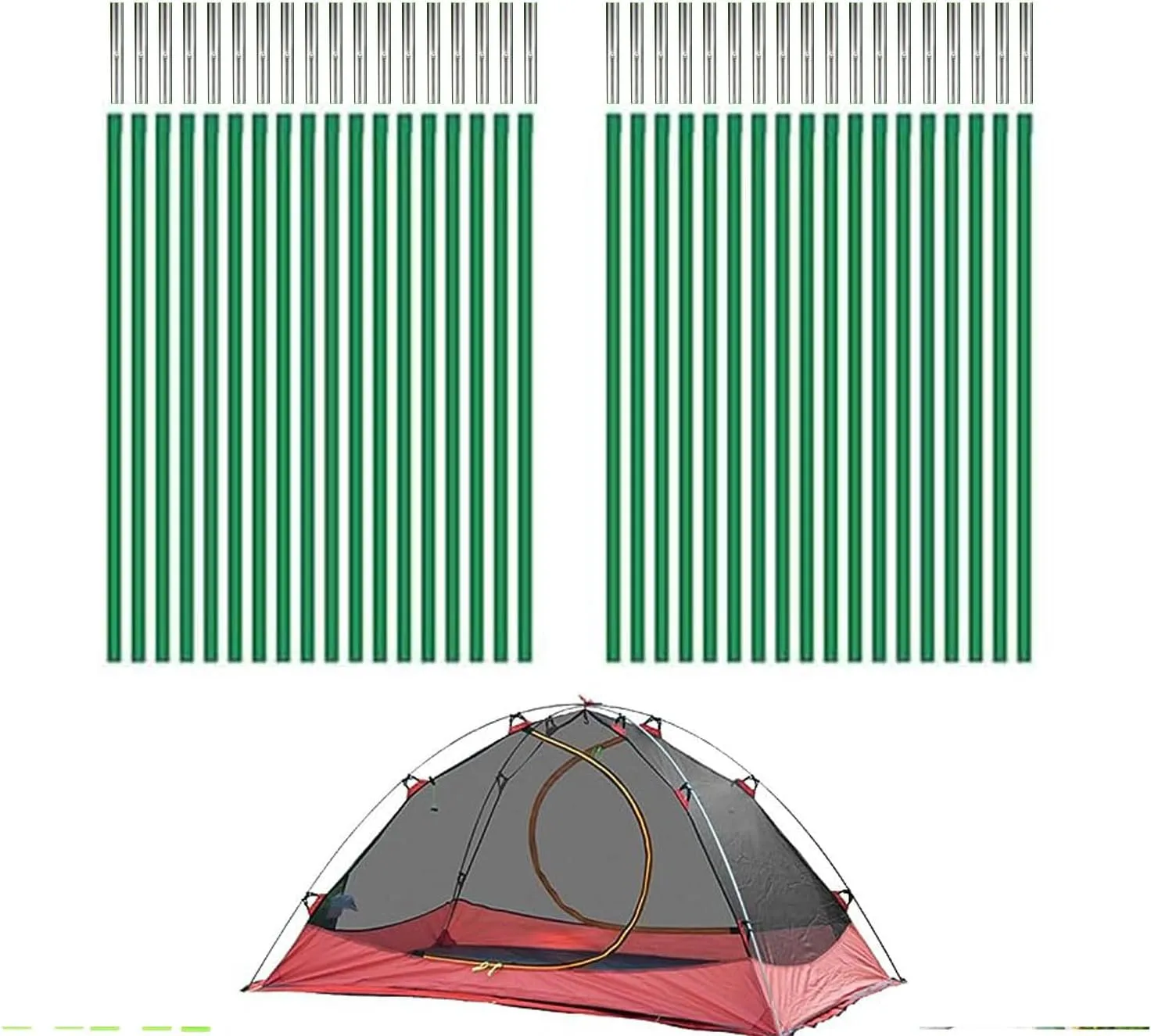 DIY Tent Pole, Plant Grow Tunnel ，Telescopic Rod，17 in, 36 Packs， Long Approximately 52ft, Diameter - 6.5mm，Suitable for All Kinds of Outdoor Camping Tent