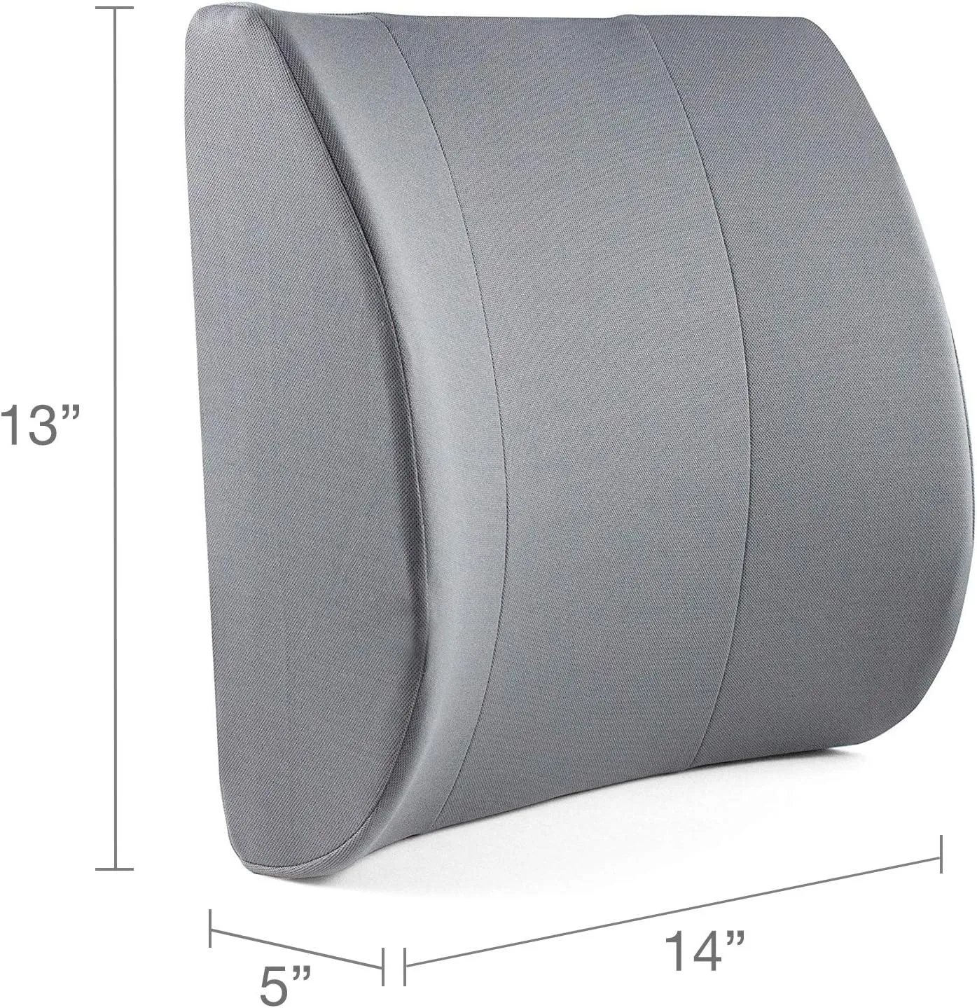 DMI Lumbar Support Pillow for Chair to Assist with Back Support with Removable Washable Cover and Firm Insert to Ease Lower Back Pain while Improving Posture, 14 x 13 x 5, Contoured Foam, Elite, Gray