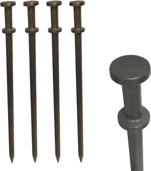 Double Head Tent Stakes - Heavy Duty Steel Tent Stakes, Versatile Ground Spikes to Anchor Commercial Inflatables, Party Tents, and Outdoor Camping Shelters, 1 x 36 Inch, 4-Pack