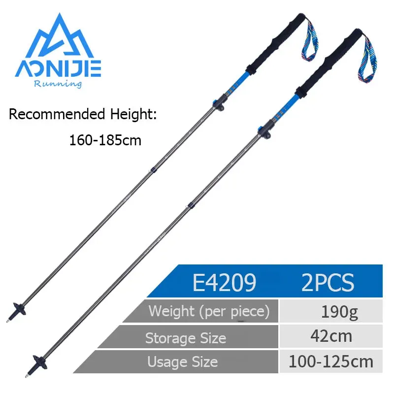E4201 Lightweight Folding Collapsible Trekking Pole: Carbon Fiber Hiking Stick for Trail Running and Walking