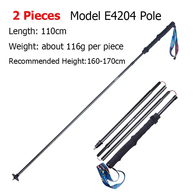 E4201 Lightweight Folding Collapsible Trekking Pole: Carbon Fiber Hiking Stick for Trail Running and Walking