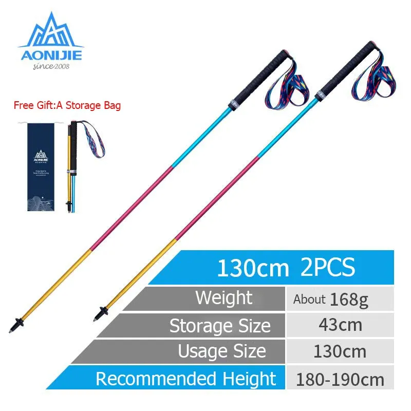 E4201 Lightweight Folding Collapsible Trekking Pole: Carbon Fiber Hiking Stick for Trail Running and Walking