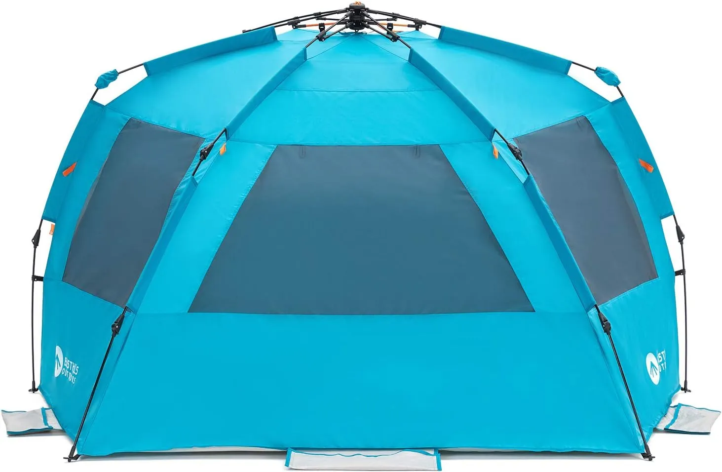 Easthills Outdoors Instant Shader Enhanced Deluxe XL Beach Tent Easy Set Up 4-6 Person Popup Sun Shelter 99" Wide for Family UPF 50  Double Silver Coating with Extended Zippered Floor Pacific Blue
