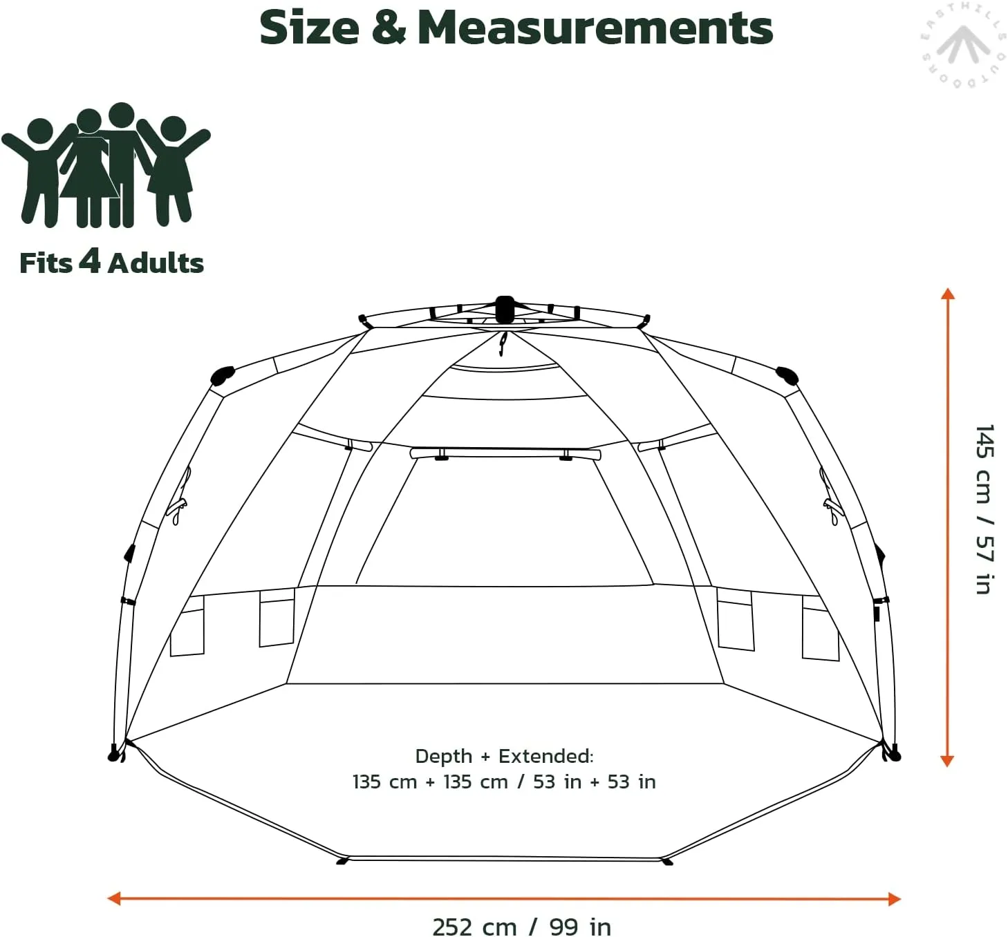 Easthills Outdoors Instant Shader Enhanced Deluxe XL Beach Tent Easy Set Up 4-6 Person Popup Sun Shelter 99" Wide for Family UPF 50  Double Silver Coating with Extended Zippered Floor Pacific Blue
