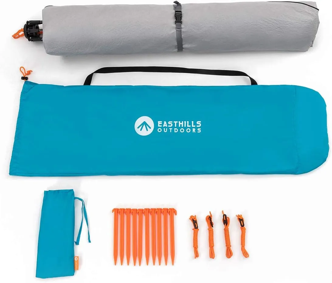 Easthills Outdoors Instant Shader Enhanced Deluxe XL Beach Tent Easy Set Up 4-6 Person Popup Sun Shelter 99" Wide for Family UPF 50  Double Silver Coating with Extended Zippered Floor Pacific Blue