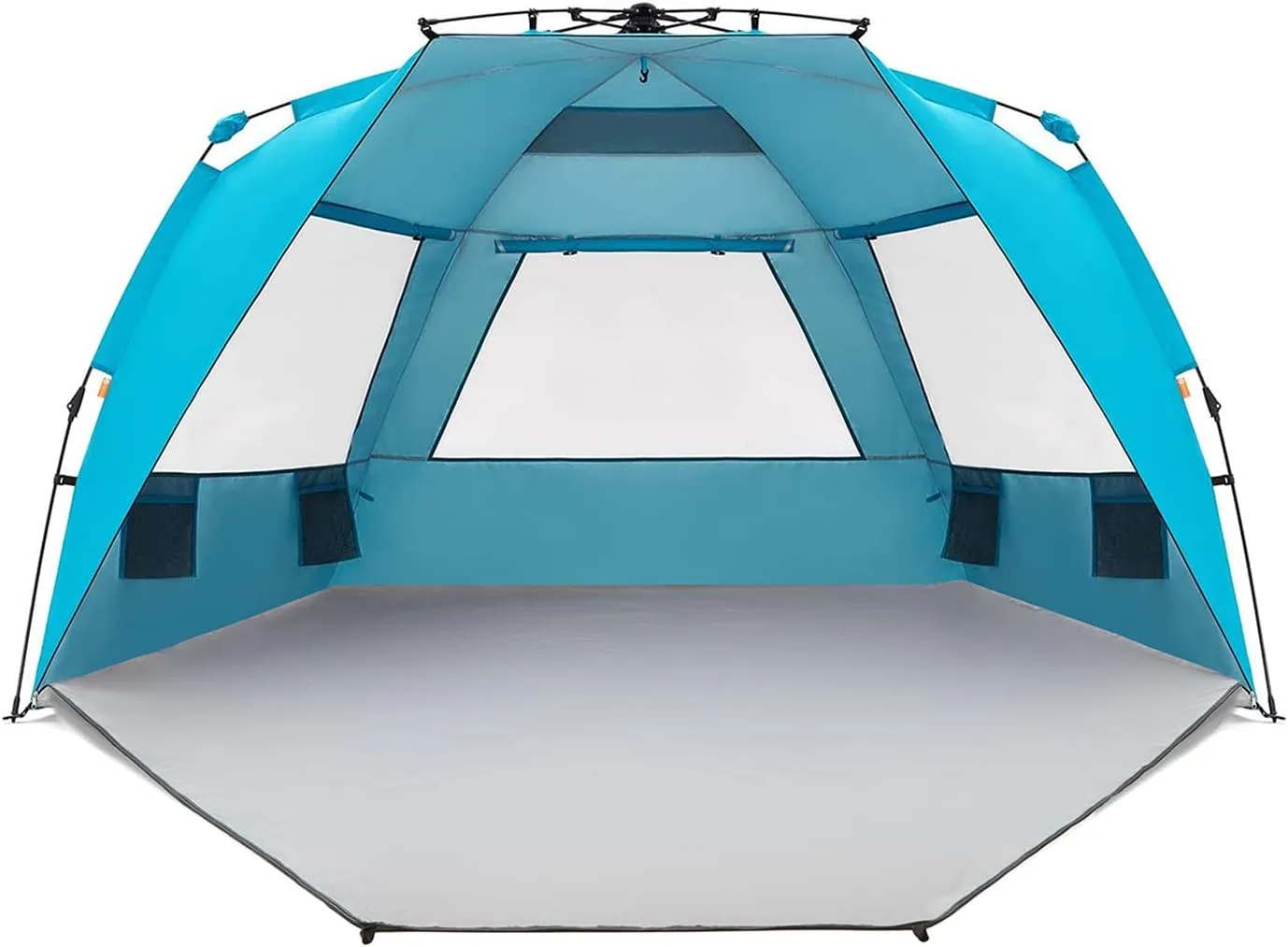 Easthills Outdoors Instant Shader Enhanced Deluxe XL Beach Tent Easy Set Up 4-6 Person Popup Sun Shelter 99" Wide for Family UPF 50  Double Silver Coating with Extended Zippered Floor Pacific Blue