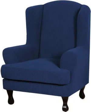 Eco-Ancheng Wingback Chair Slipcover 2 Piece Slipcovers for Wingback Chairs Jacquard Wingback Chair Covers Washable Furniture Protector with Elastic Bottom for Living Room Wingback Chairs