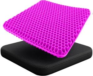 EcoNour Gel Seat Cushion for Long Sitting (Large & Thick) - Pressure Relief Honeycomb Cushion for Back, Sciatica, Coccyx, Hip & Tailbone Pain | Cushion for Office Chair pad, Wheelchair & Car