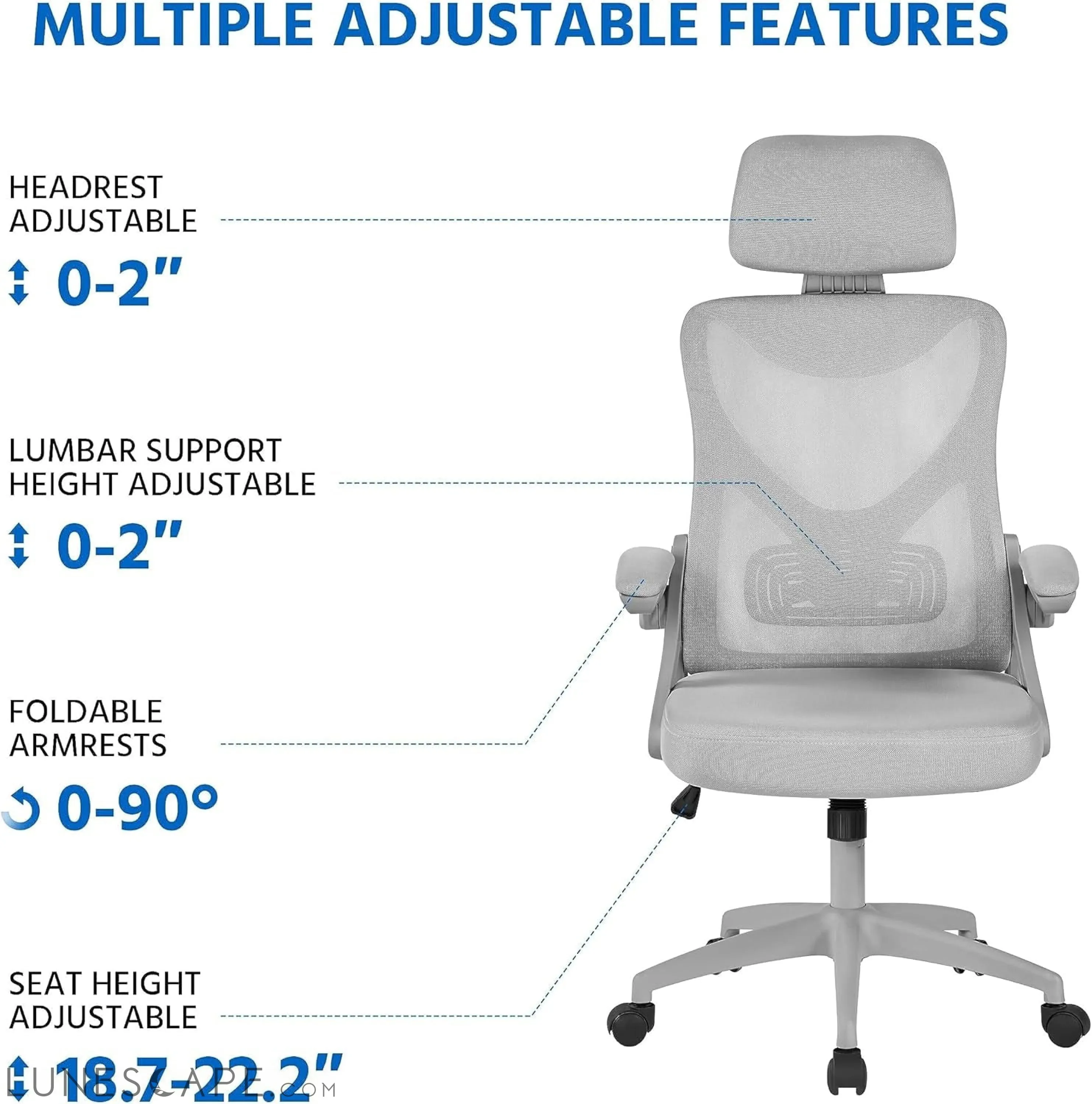Ergonomic Mesh Office Chair, High Back Desk Chair with with Flip-Up