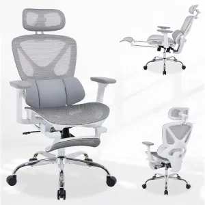 Ergonomic Mesh Office Chair High Back Mesh Computer Executive Desk Chair Home Office Chair with Adjustable Lumbar Support for Office/Gaming/Study, Freely Tilt Lock, Flip-Up Headrest & Armrests