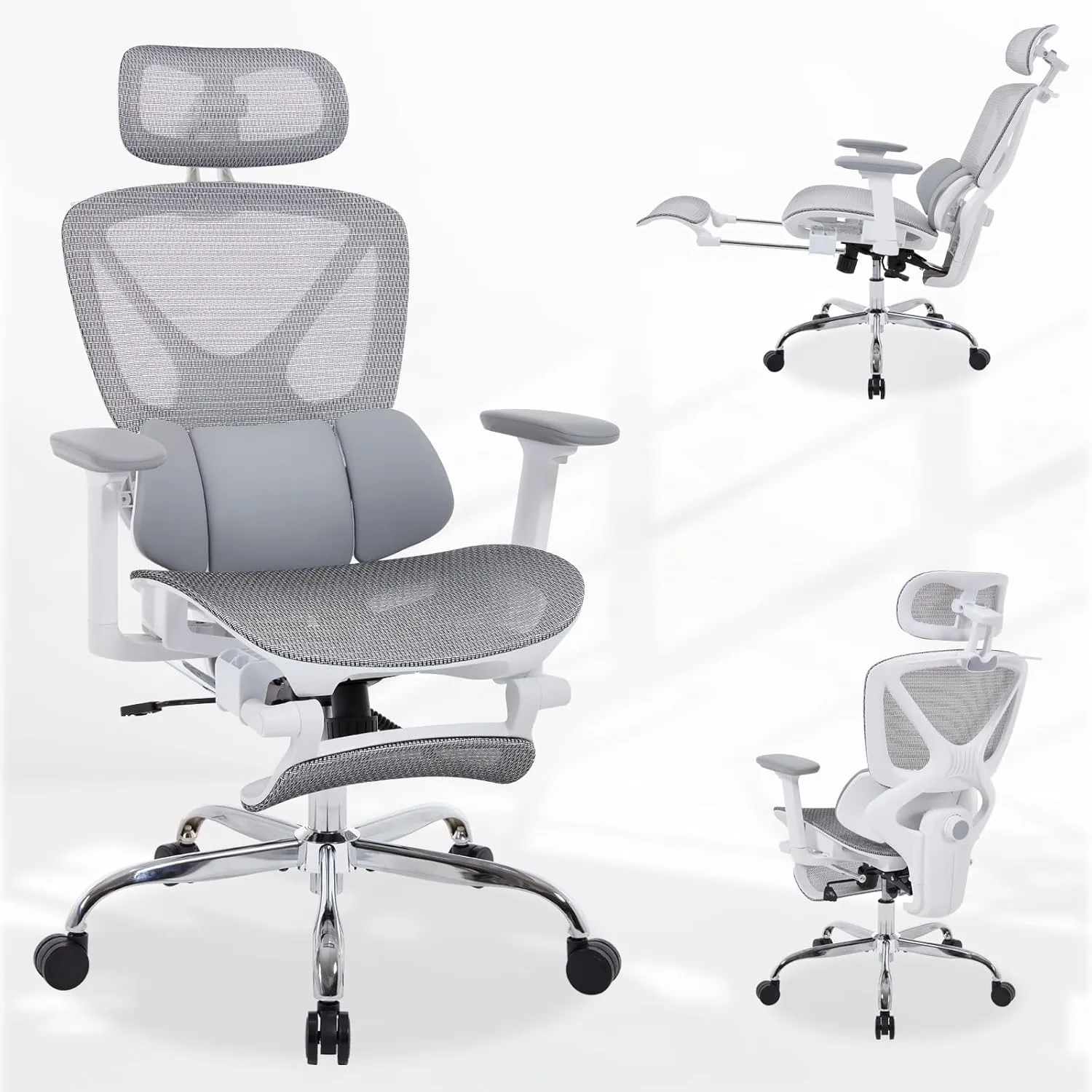 Ergonomic Mesh Office Chair High Back Mesh Computer Executive Desk Chair Home Office Chair with Adjustable Lumbar Support for Office/Gaming/Study, Freely Tilt Lock, Flip-Up Headrest & Armrests