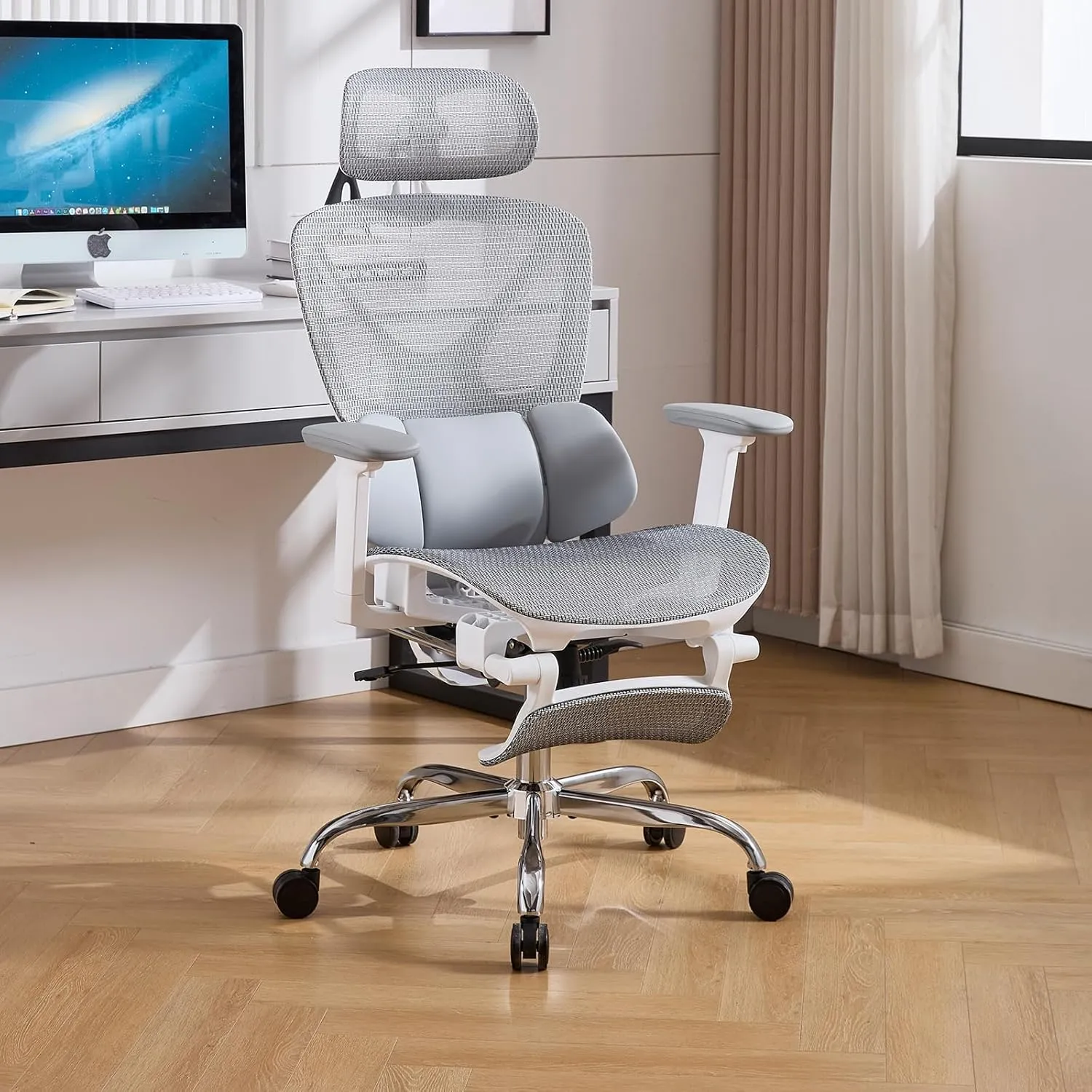 Ergonomic Mesh Office Chair High Back Mesh Computer Executive Desk Chair Home Office Chair with Adjustable Lumbar Support for Office/Gaming/Study, Freely Tilt Lock, Flip-Up Headrest & Armrests