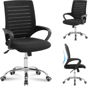 Ergonomic Mesh Office Desk Chair with Gas Lift, Nylon Armrests,Comfy Design, Air S1,Black