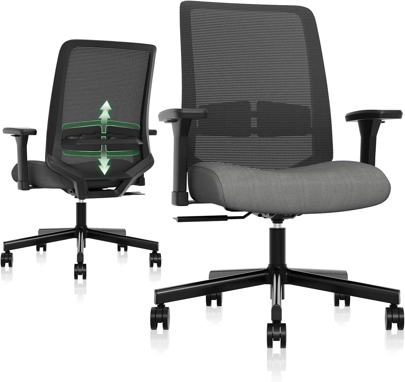 Ergonomic Office Chair, Mesh Computer Desk Chairs with Adjustable Lumbar Support, 3D Armrests, Tilt Function, Comfy Wide Seat, Swivel Executive Work Task Chair for Company and Home