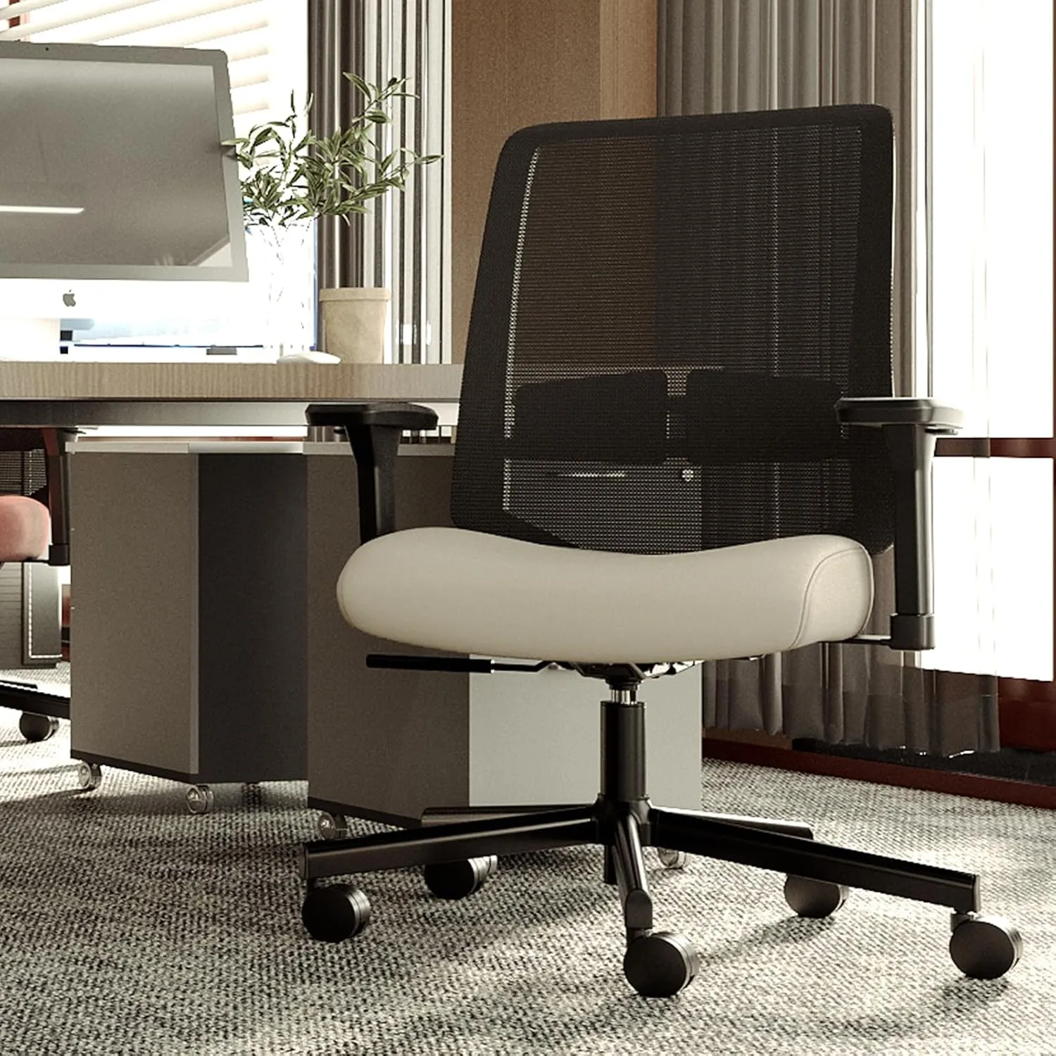 Ergonomic Office Chair, Mesh Computer Desk Chairs with Adjustable Lumbar Support, 3D Armrests, Tilt Function, Comfy Wide Seat, Swivel Executive Work Task Chair for Company and Home