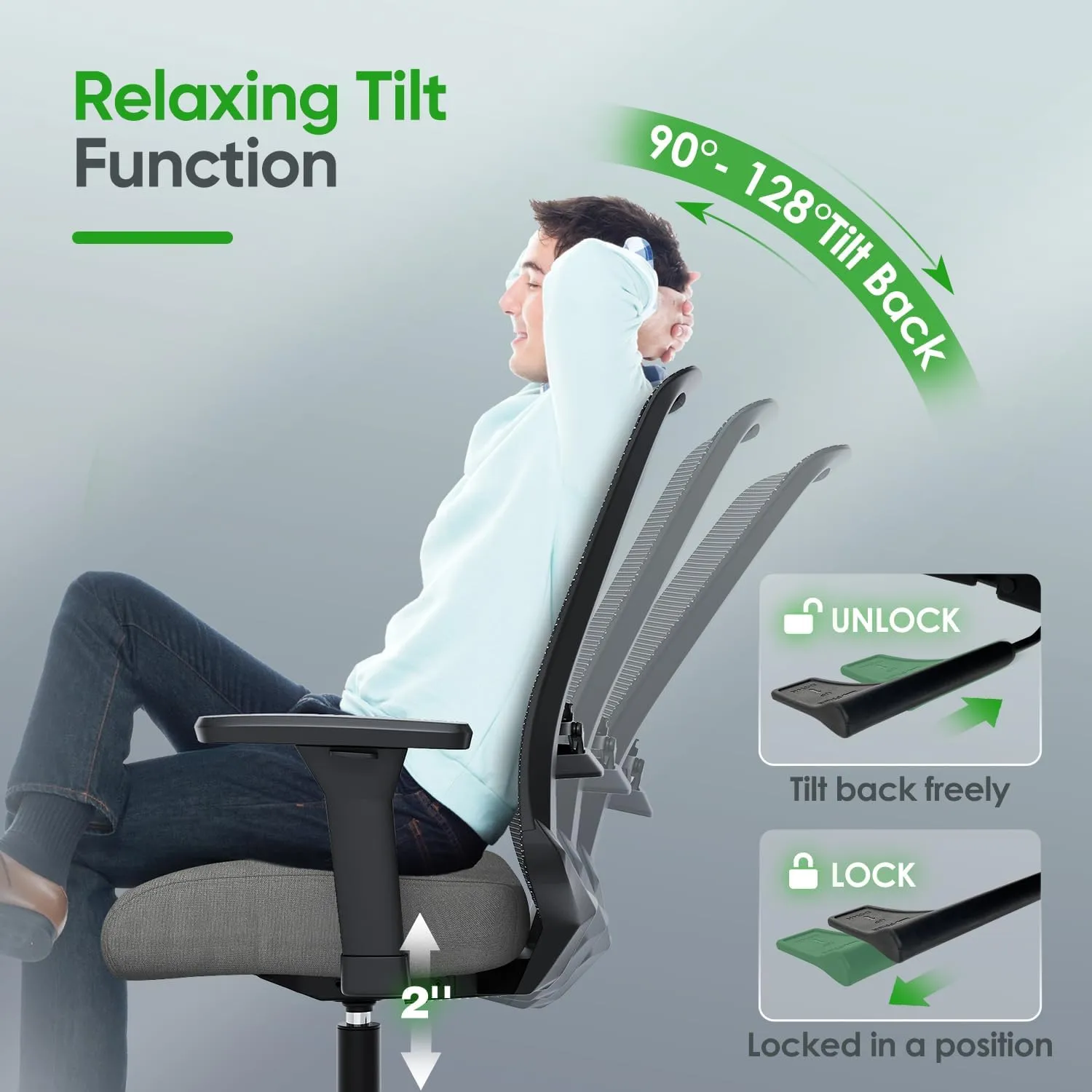 Ergonomic Office Chair, Mesh Computer Desk Chairs with Adjustable Lumbar Support, 3D Armrests, Tilt Function, Comfy Wide Seat, Swivel Executive Work Task Chair for Company and Home