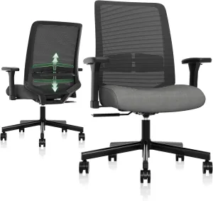 Ergonomic Office Chair, Mesh Computer Desk Chairs with Adjustable Lumbar Support, 3D Armrests, Tilt Function, Comfy Wide Seat, Swivel Executive Work Task Chair for Company and Home