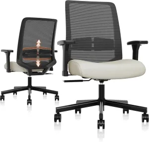 Ergonomic Office Chair, Mesh Computer Desk Chairs with Adjustable Lumbar Support, 3D Armrests, Tilt Function, Comfy Wide Seat, Swivel Executive Work Task Chair for Company and Home