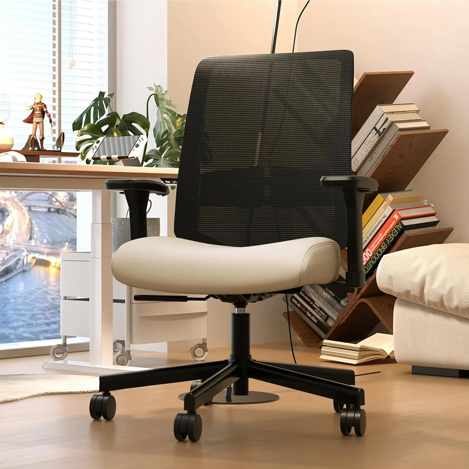 Ergonomic Office Chair, Mesh Computer Desk Chairs with Adjustable Lumbar Support, 3D Armrests, Tilt Function, Comfy Wide Seat, Swivel Executive Work Task Chair for Company and Home