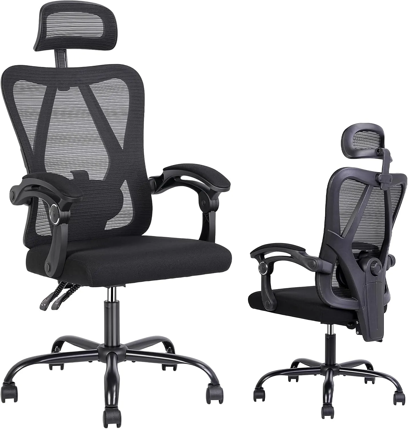 Ergonomic Office Chair: Office Computer Desk Chair with High Back Mesh and Adjustable Lumbar Support Rolling Work Swivel Task Chairs with Wheel 3D Armrests and Headrest