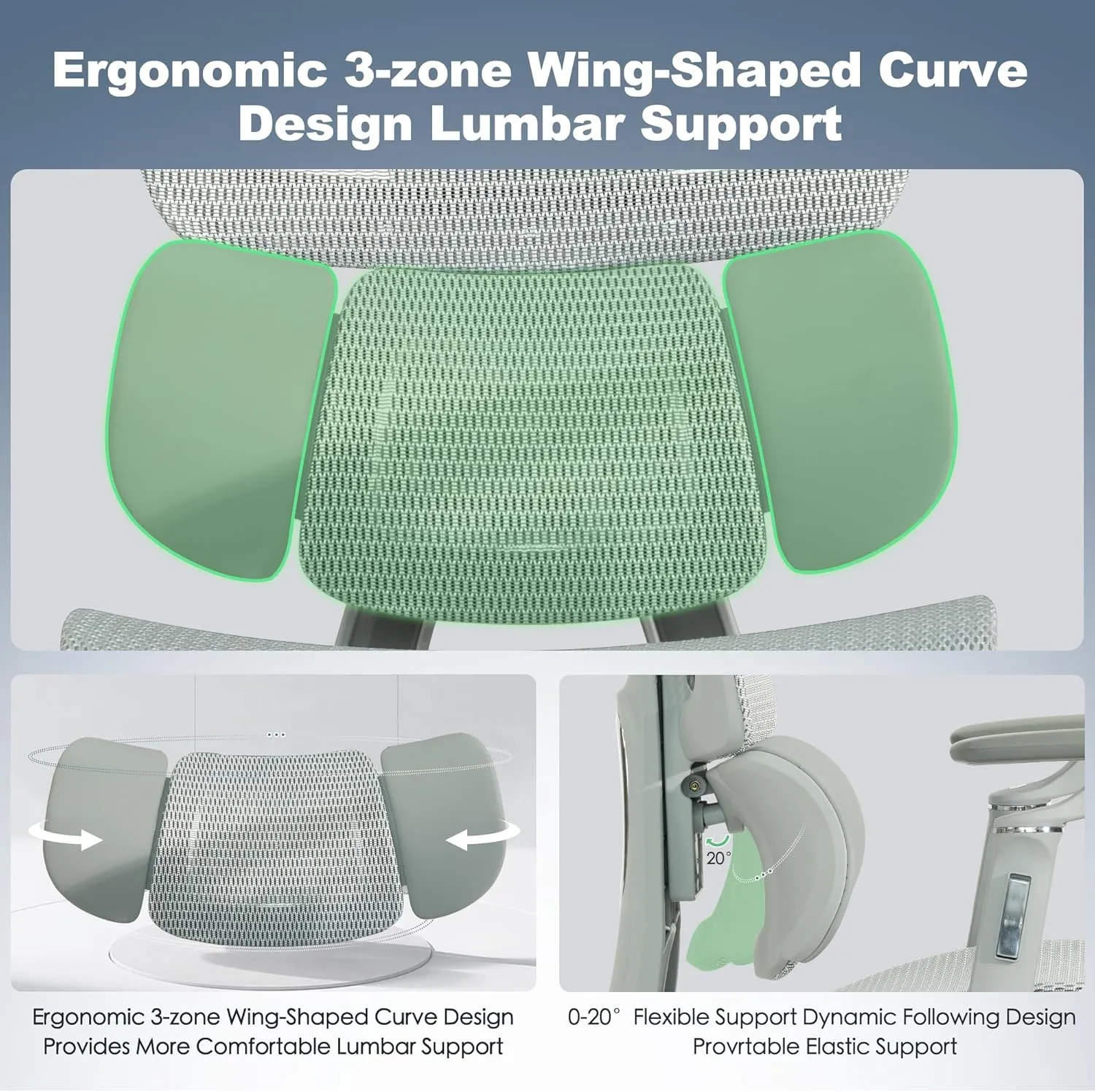 Ergonomic Office Chair with Footrest,Breathable Mesh Gaming Chair,Larger and Higher,High Back,Comfortable 3D Lumbar Support,130° Tilt,Adjustable Seat Depth,Ajustable 6D Armrest & 3D Headrest(Grey Pro)