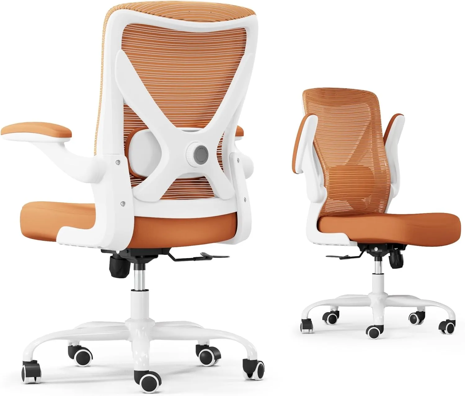 Ergonomic Office Chair - X-Shaped Computer Desk Chair Comfy, Gaming Chair, Office Chair with Lumbar Support, Mesh Office Chairs, Desk Chair for Long Hours(White-Orange)