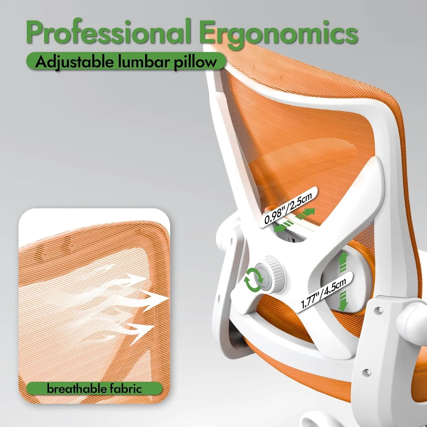 Ergonomic Office Chair - X-Shaped Computer Desk Chair Comfy, Gaming Chair, Office Chair with Lumbar Support, Mesh Office Chairs, Desk Chair for Long Hours(White-Orange)