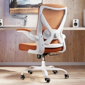 Ergonomic Office Chair - X-Shaped Computer Desk Chair Comfy, Gaming Chair, Office Chair with Lumbar Support, Mesh Office Chairs, Desk Chair for Long Hours(White-Orange)