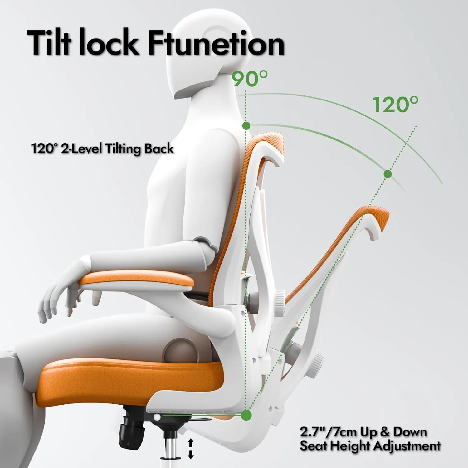 Ergonomic Office Chair - X-Shaped Computer Desk Chair Comfy, Gaming Chair, Office Chair with Lumbar Support, Mesh Office Chairs, Desk Chair for Long Hours(White-Orange)