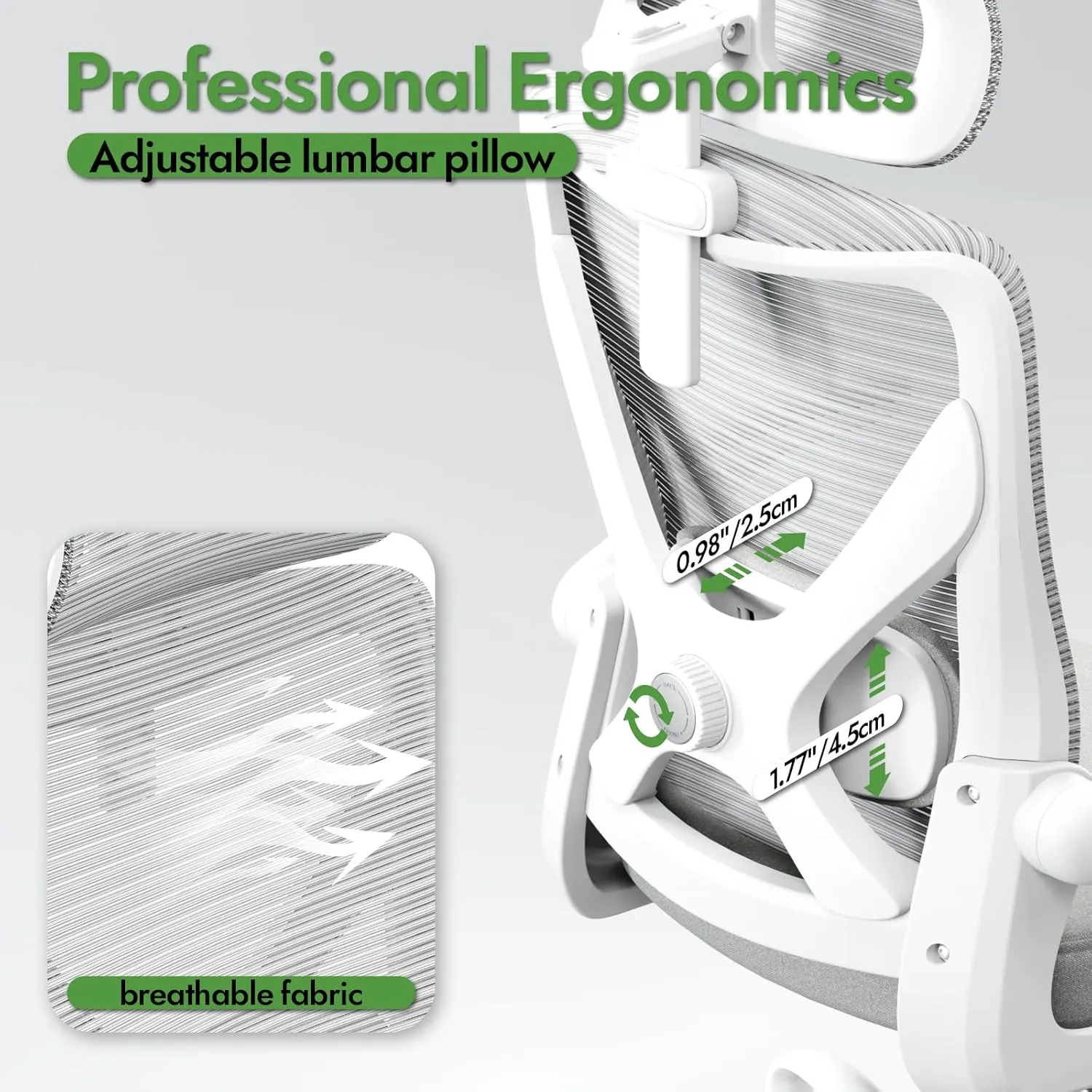 Ergonomic Office Chair - X-Shaped Computer Desk Chair Comfy, Gaming Chair, Office Chair with Lumbar Support, Mesh Office Chairs with Headrests, Desk Chair for Long Hours (Gray)