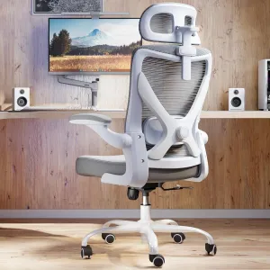 Ergonomic Office Chair - X-Shaped Computer Desk Chair Comfy, Gaming Chair, Office Chair with Lumbar Support, Mesh Office Chairs with Headrests, Desk Chair for Long Hours (Gray)