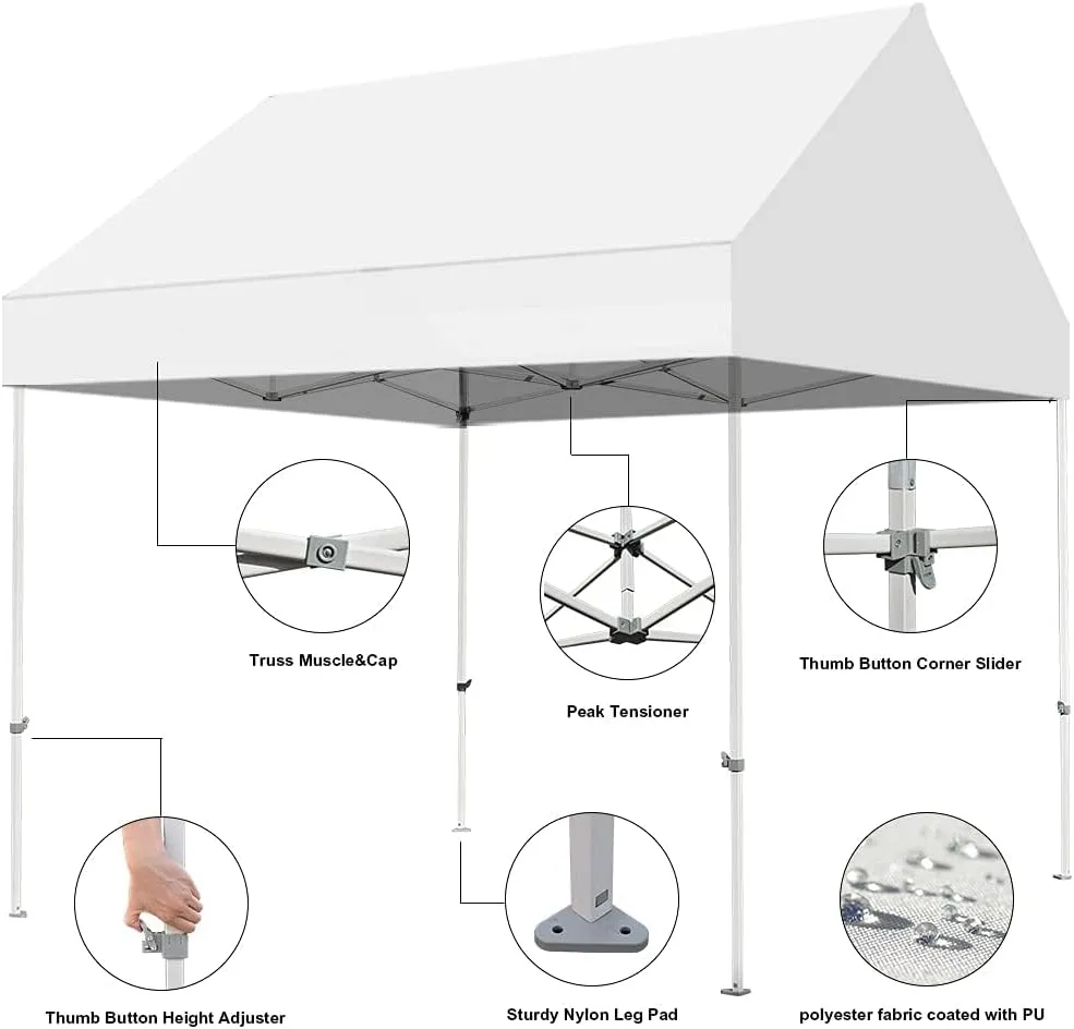 Eurmax USA Patented 10x10 Pop Up Canopy Tent Party Tent Commercial Instant Canopies Shelter with Heavy Duty Roller Bag,Bonus 4 Sand Bags (Black)