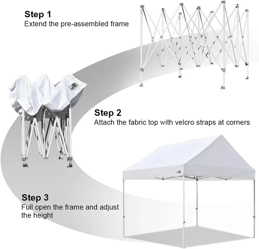 Eurmax USA Patented 10x10 Pop Up Canopy Tent Party Tent Commercial Instant Canopies Shelter with Heavy Duty Roller Bag,Bonus 4 Sand Bags (Black)