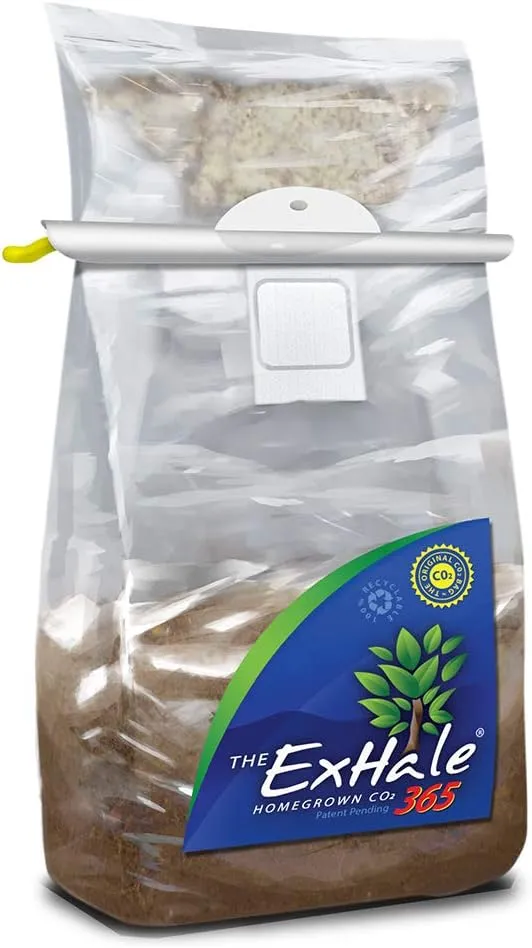 Exhale Homegrown CO2 365 - Self-Activated Bag 2/ Hanger & Twin Canaries Chart for Grow Rooms & Tents - Great for Indoor Grow Rooms - CO2 for Grow Tents - 4lbs. (4 Pack)
