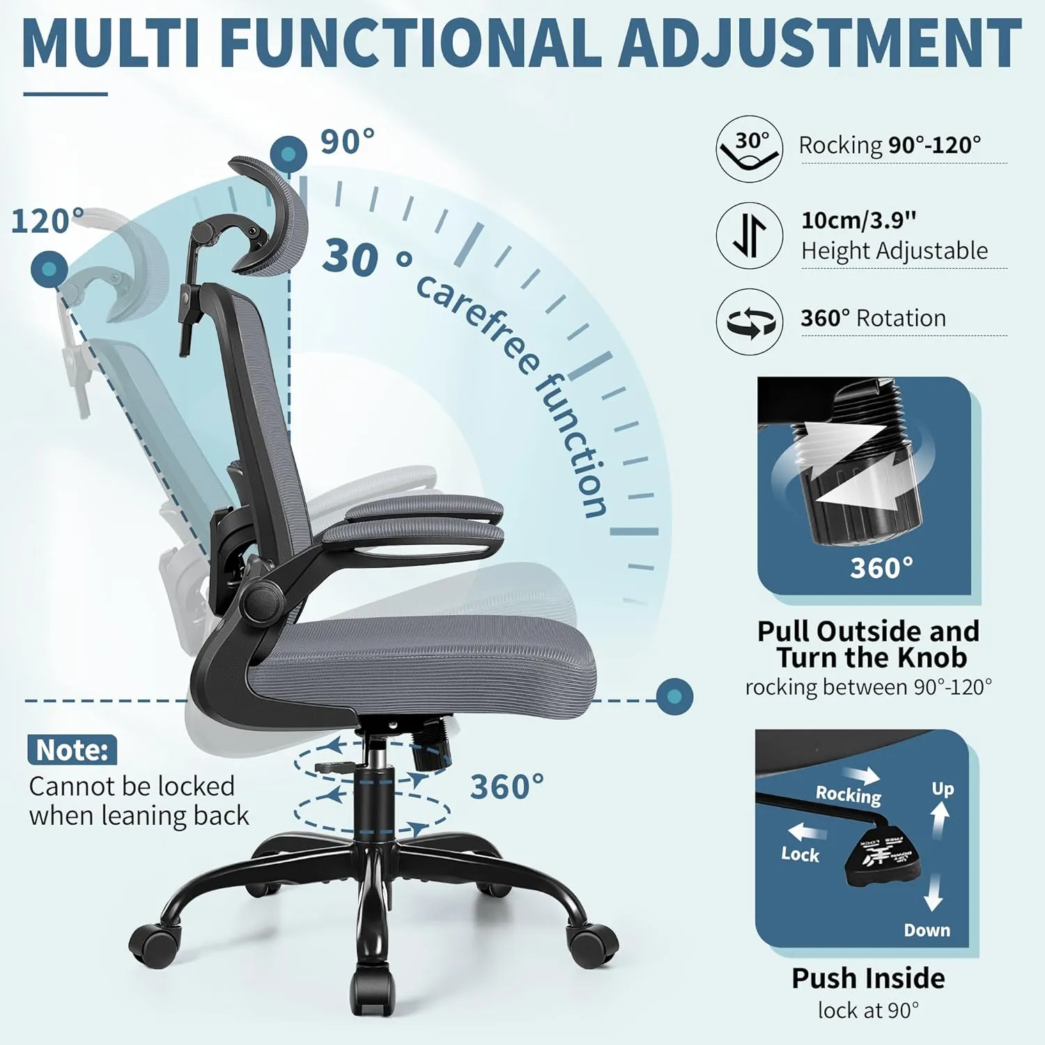 FelixKing Ergonomic Office Chair, Headrest Desk Chair Office Chair with Adjustable Lumbar Support, Home Office Swivel Task Chair with High Back and Armrest, Adjustable Height Gaming Chair(Dark Gray)