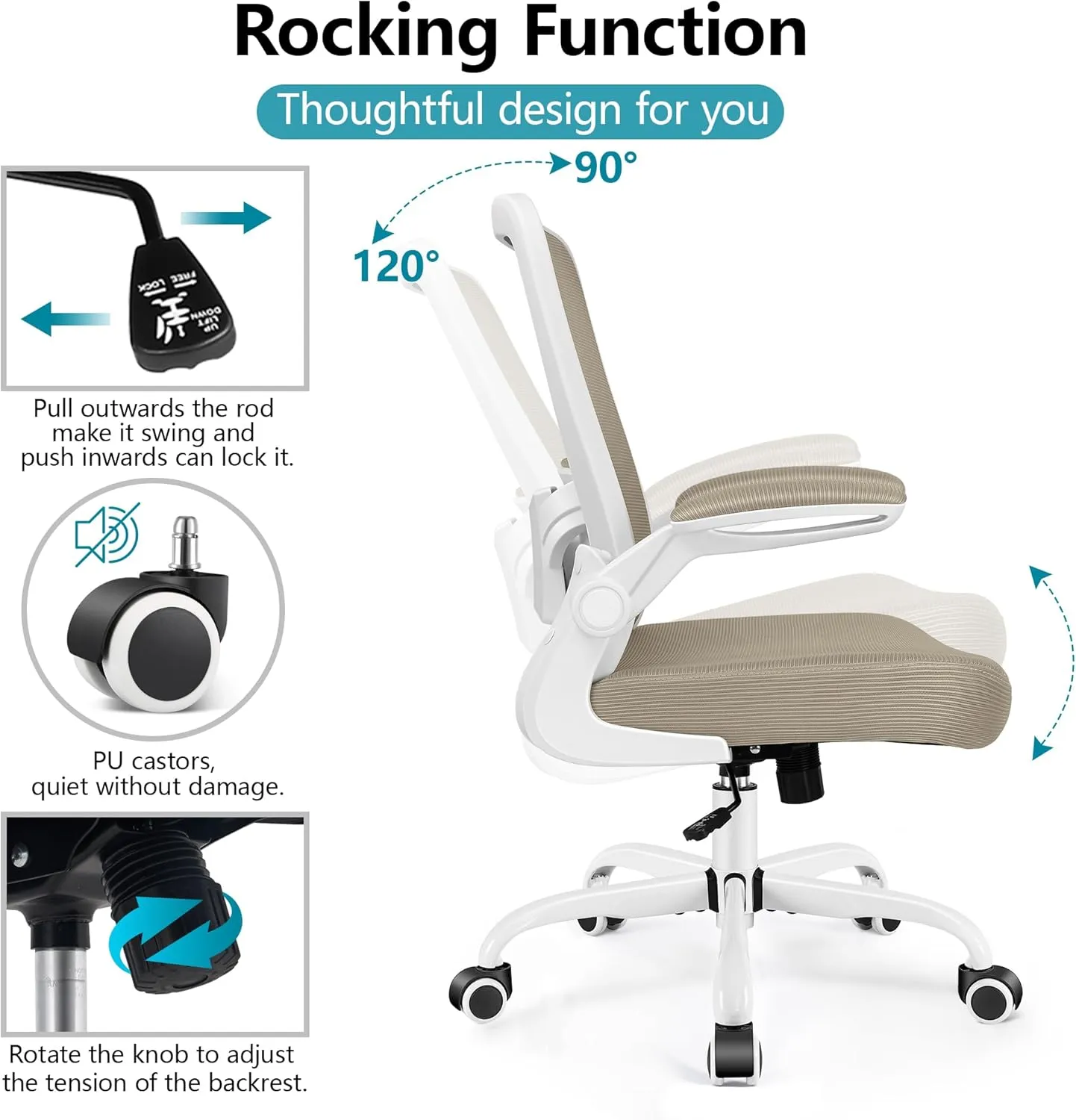 FelixKing Office Chair, Ergonomic Desk Chair Breathable Mesh Chair with Adjustable High Back Lumbar Support Flip-up Armrests, Executive Rolling Swivel Comfy Task Computer Chair for Home Office