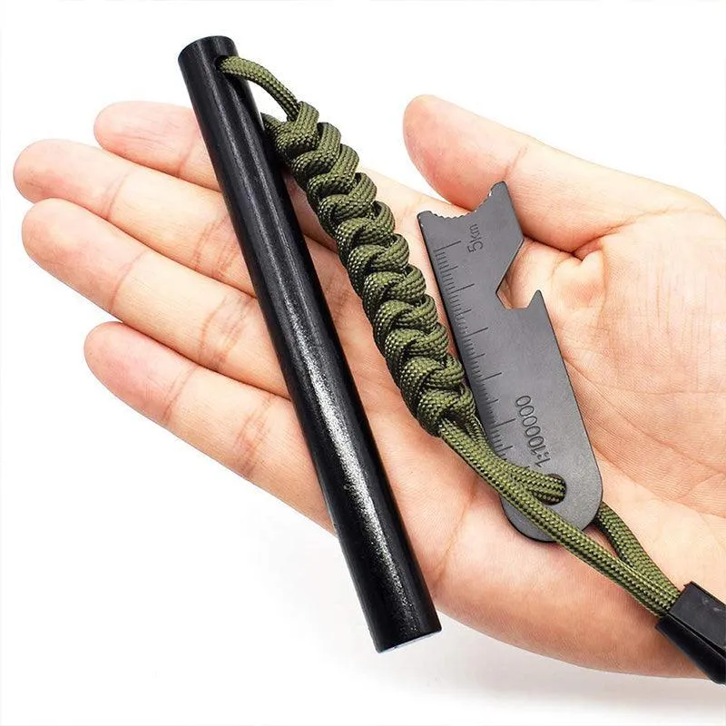Ferrocerium Flint Rod 15Cm X 1.3Cm Survival Fire Starter With Striker Para-Cord