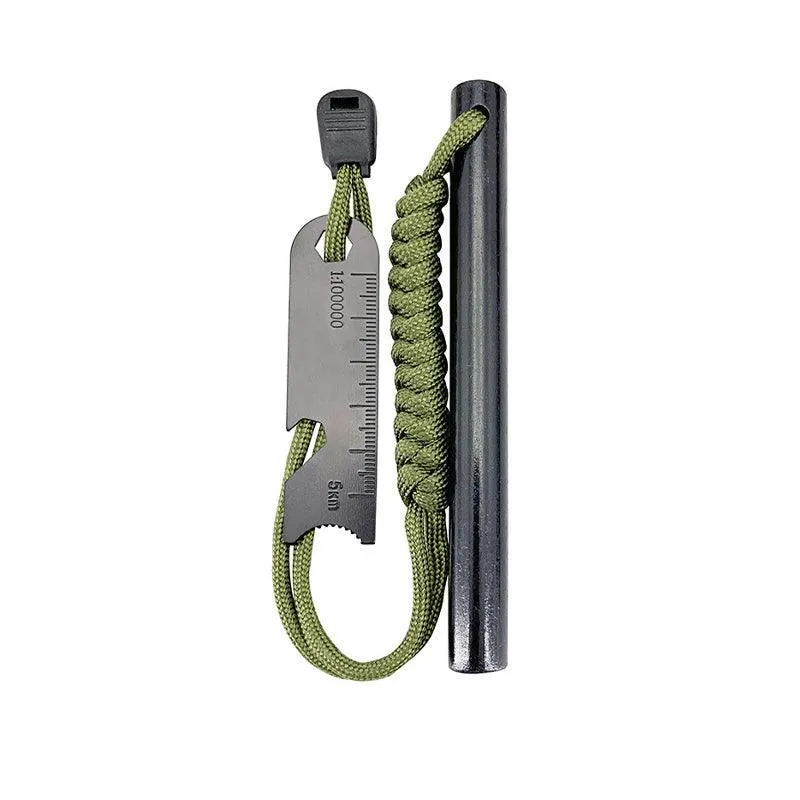 Ferrocerium Flint Rod 15Cm X 1.3Cm Survival Fire Starter With Striker Para-Cord
