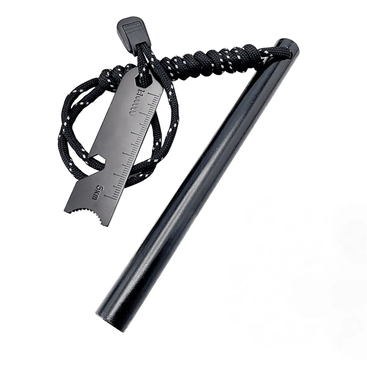 Ferrocerium Flint Rod 15Cm X 1.3Cm Survival Fire Starter With Striker Para-Cord
